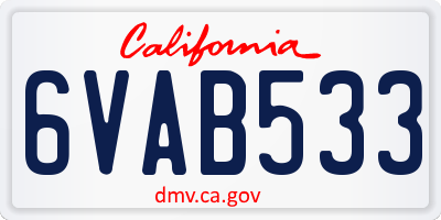 CA license plate 6VAB533