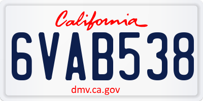 CA license plate 6VAB538