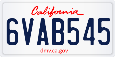 CA license plate 6VAB545