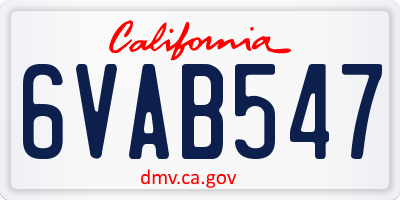 CA license plate 6VAB547