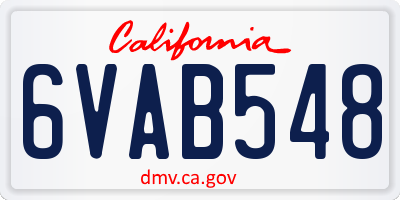 CA license plate 6VAB548