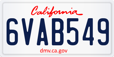 CA license plate 6VAB549