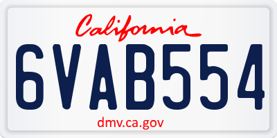 CA license plate 6VAB554