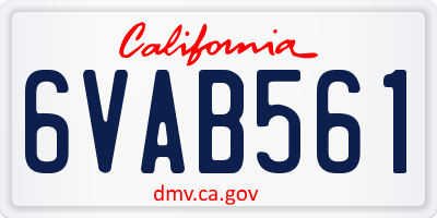 CA license plate 6VAB561