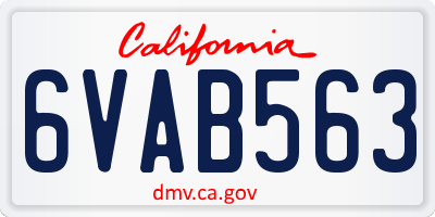 CA license plate 6VAB563