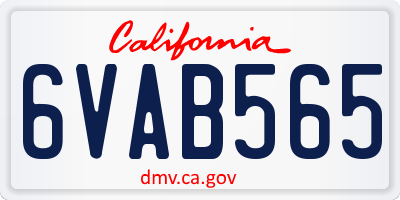 CA license plate 6VAB565