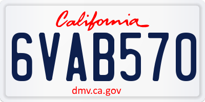 CA license plate 6VAB570
