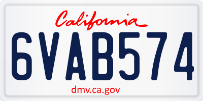 CA license plate 6VAB574