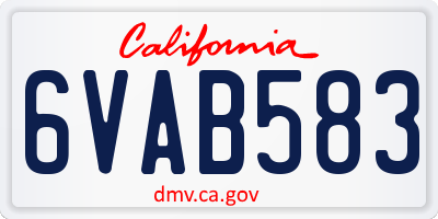 CA license plate 6VAB583
