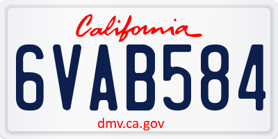 CA license plate 6VAB584