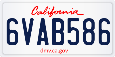 CA license plate 6VAB586