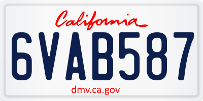 CA license plate 6VAB587