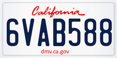 CA license plate 6VAB588