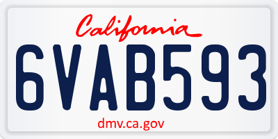 CA license plate 6VAB593
