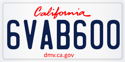 CA license plate 6VAB600