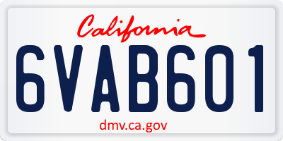 CA license plate 6VAB601