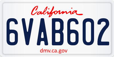 CA license plate 6VAB602