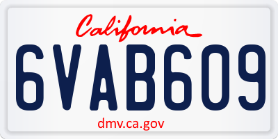 CA license plate 6VAB609