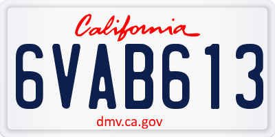 CA license plate 6VAB613