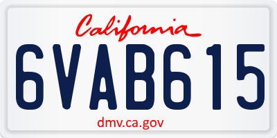 CA license plate 6VAB615
