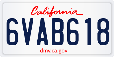 CA license plate 6VAB618