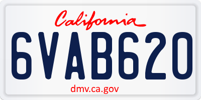 CA license plate 6VAB620