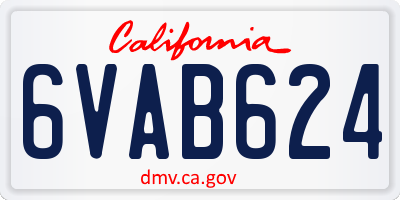 CA license plate 6VAB624