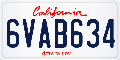 CA license plate 6VAB634