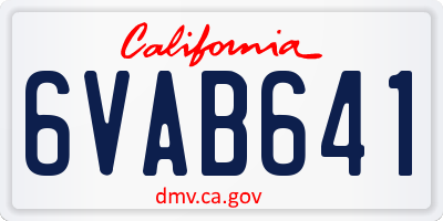 CA license plate 6VAB641
