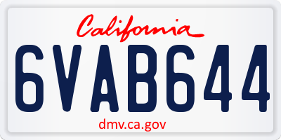 CA license plate 6VAB644