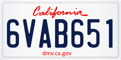 CA license plate 6VAB651