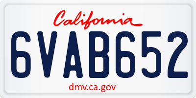 CA license plate 6VAB652