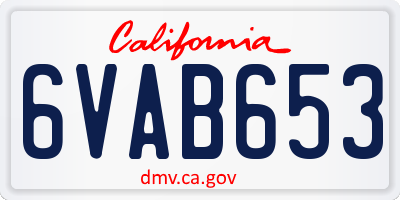 CA license plate 6VAB653