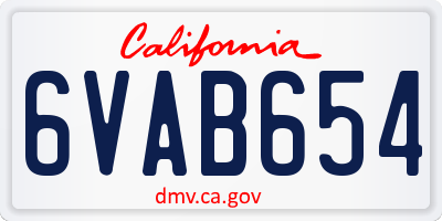 CA license plate 6VAB654