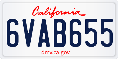 CA license plate 6VAB655