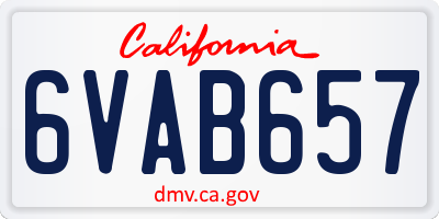 CA license plate 6VAB657