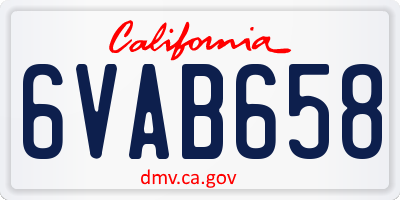CA license plate 6VAB658