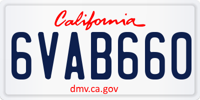 CA license plate 6VAB660