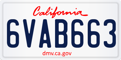 CA license plate 6VAB663