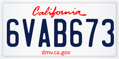 CA license plate 6VAB673