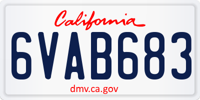 CA license plate 6VAB683