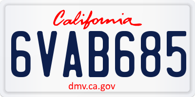 CA license plate 6VAB685