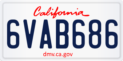 CA license plate 6VAB686