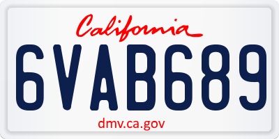 CA license plate 6VAB689