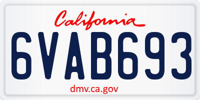 CA license plate 6VAB693