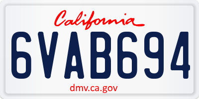CA license plate 6VAB694