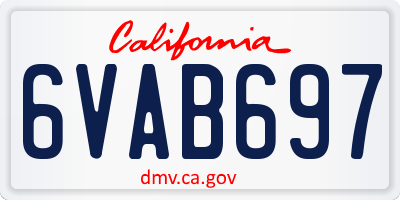 CA license plate 6VAB697