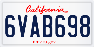 CA license plate 6VAB698