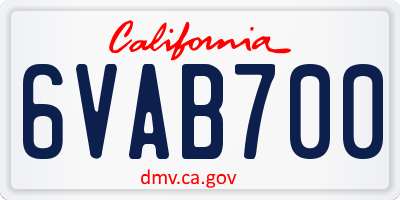 CA license plate 6VAB700