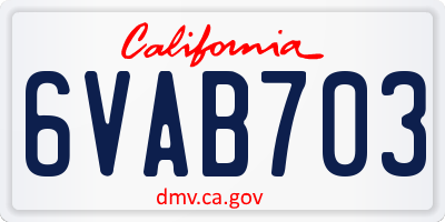 CA license plate 6VAB703
